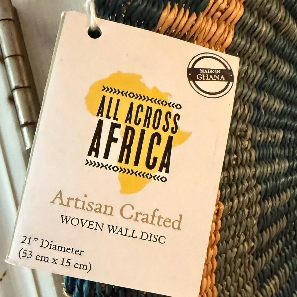 ALL ACROSS AFRICA BLUE WAVY WOVEN DISC WALL DECOR WORLD MARKET